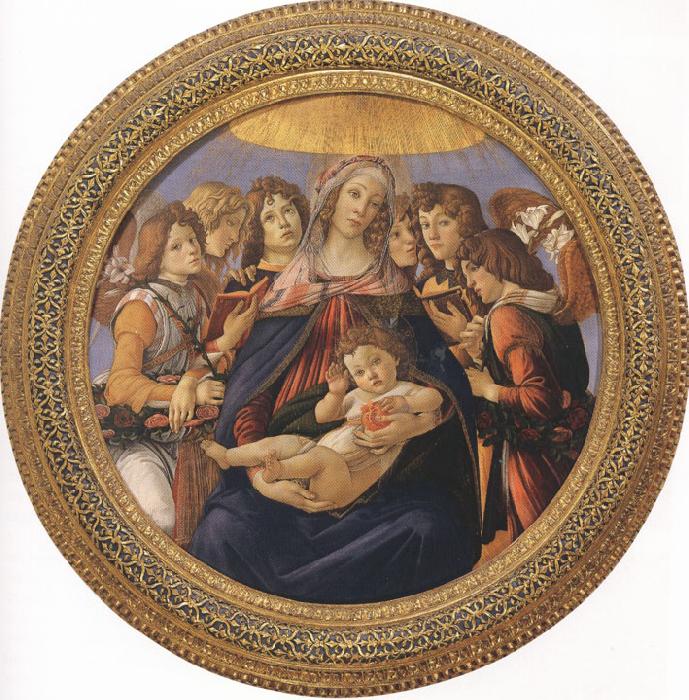 Sandro Botticelli Madonna and Child with six Angels or Madonna of the Pomegranate (mk36) Sweden oil painting art